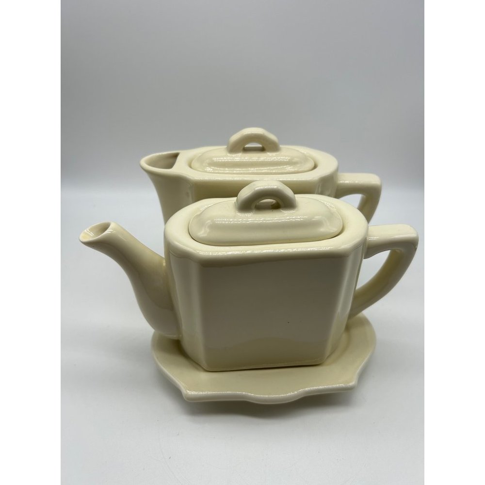 Restoration Hardware Teapot, Creamer and Tray "tea for 2"